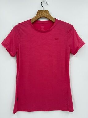 Icebreaker 100% Wool Short Sleeve Crewneck Tee in Pink Size M